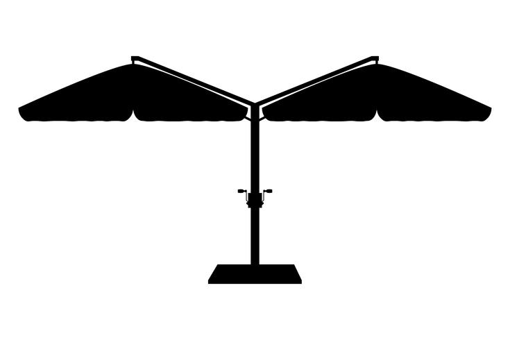 grote parasol voor bars en cafes op het terras of het strand zwarte omtrek silhouet vectorillustratie vector