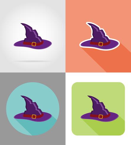 Halloween heks hoed plat pictogrammen vector illustratie