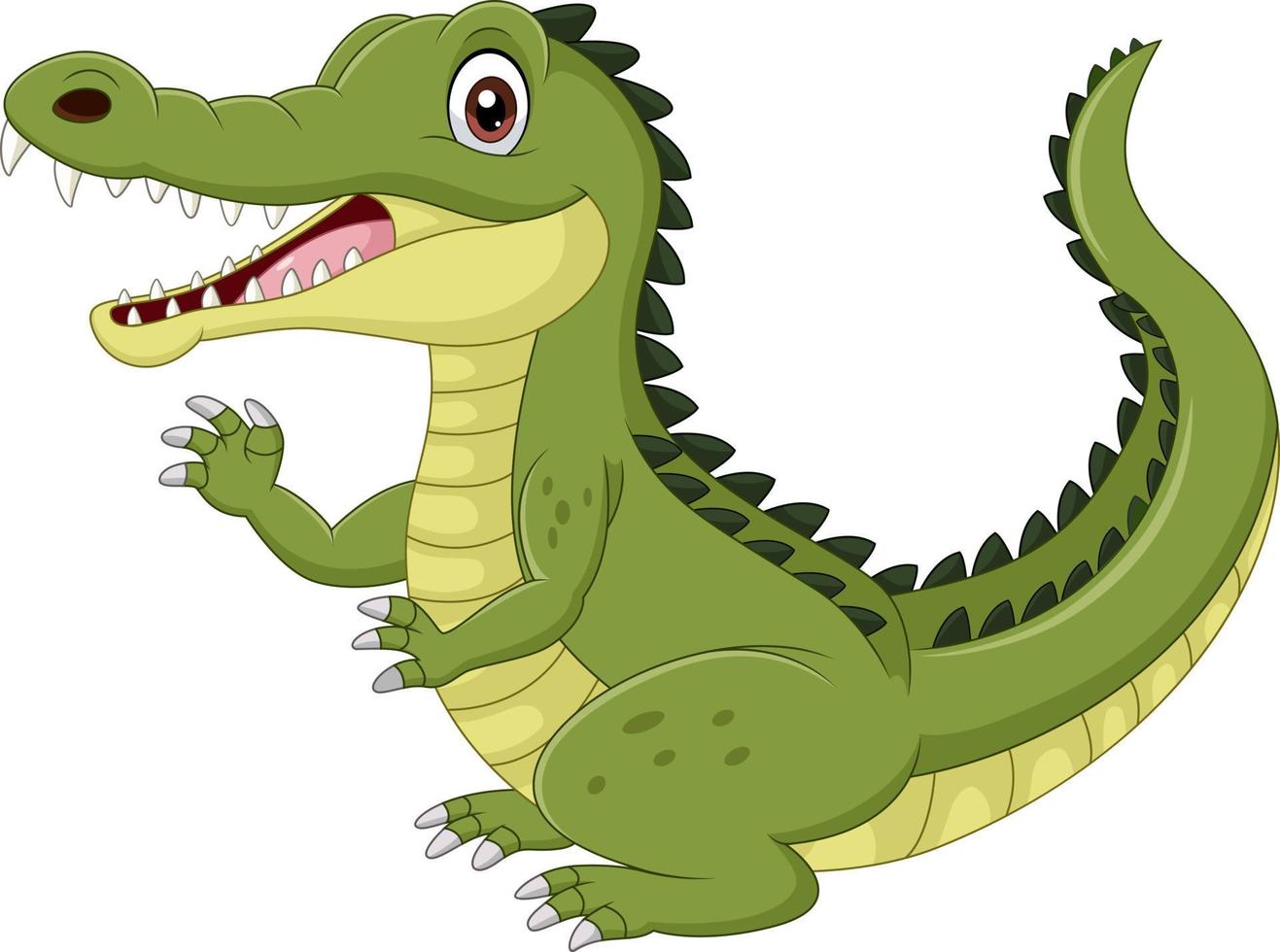 cartoon grappige krokodil zwaaiende hand geïsoleerd op een witte achtergrond vector