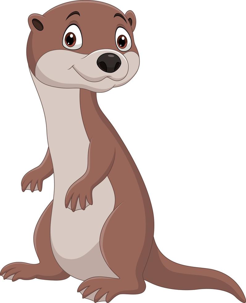 cartoon grappige otter staande geïsoleerd op een witte achtergrond vector