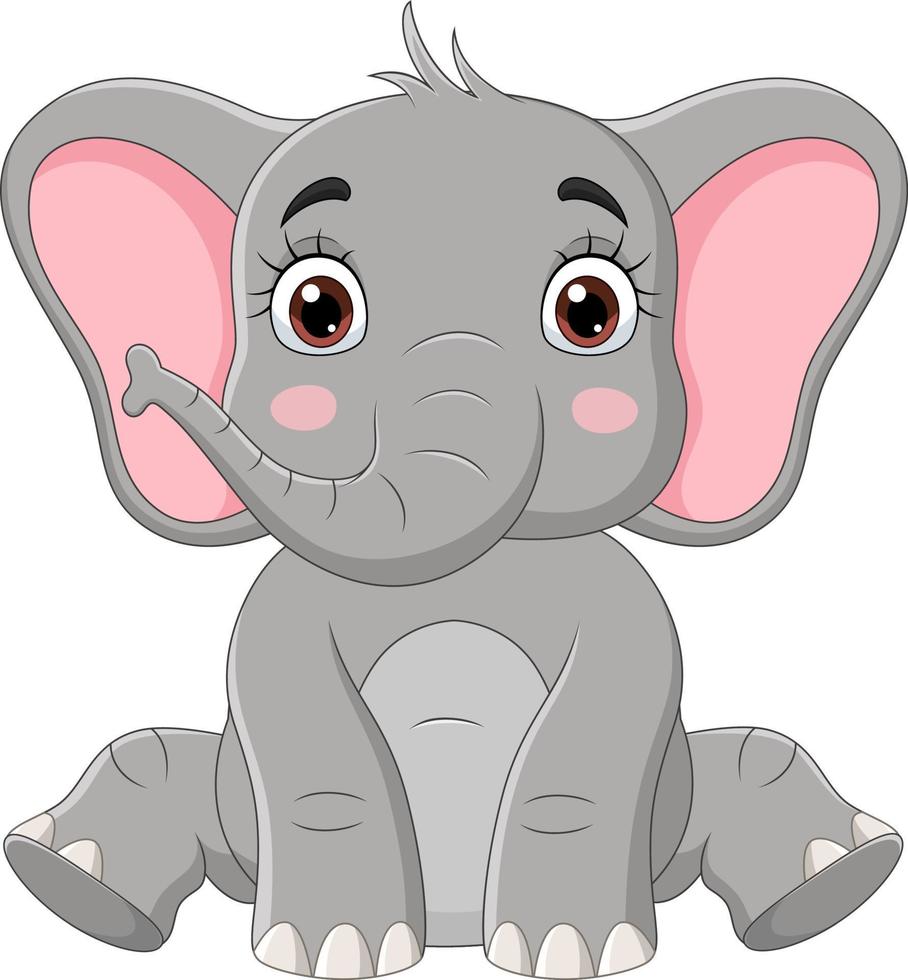 schattige kleine olifant cartoon zitten vector