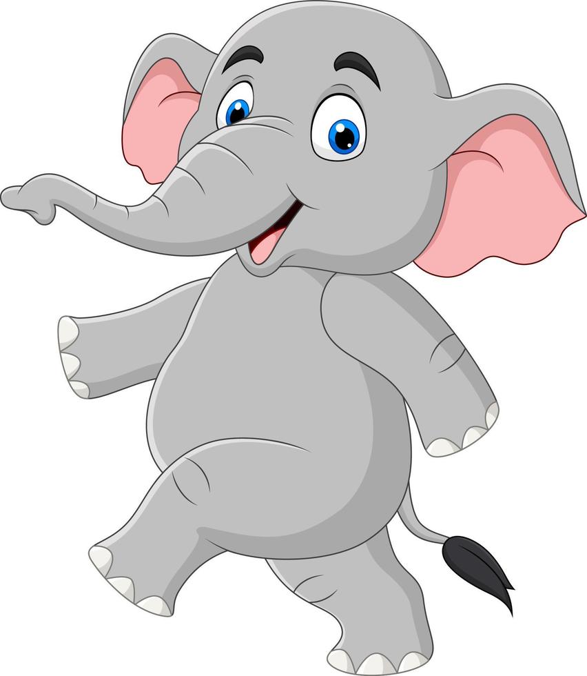 cartoon grappige olifant geïsoleerd op witte achtergrond vector