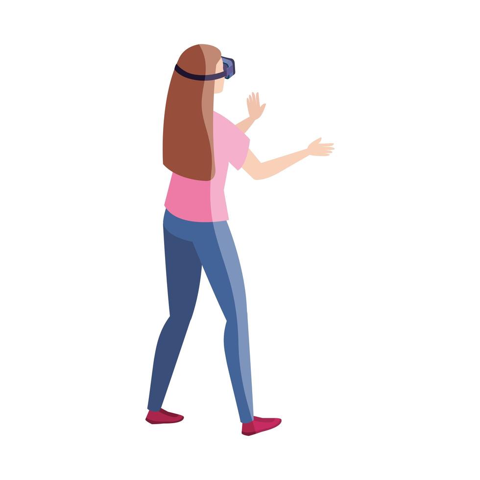 vrouw met bril virtual reality op witte achtergrond vector