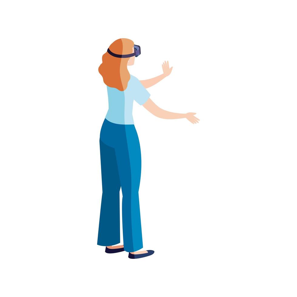 vrouw met bril virtual reality op witte achtergrond vector