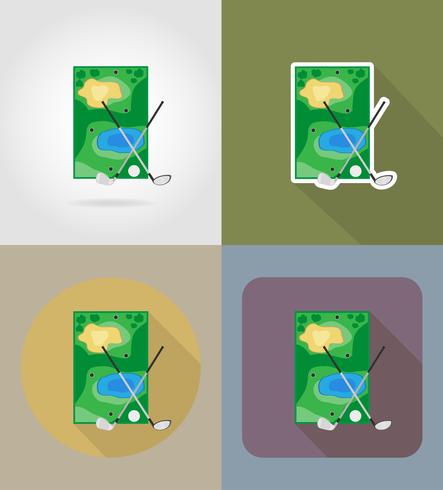 veld voor golf plat pictogrammen vector illustratie