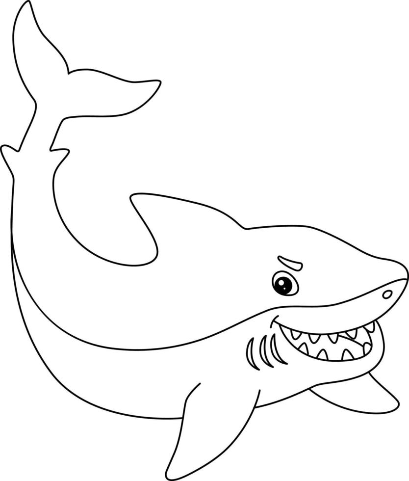 grote witte haai kleurplaat geïsoleerd voor kinderen vector