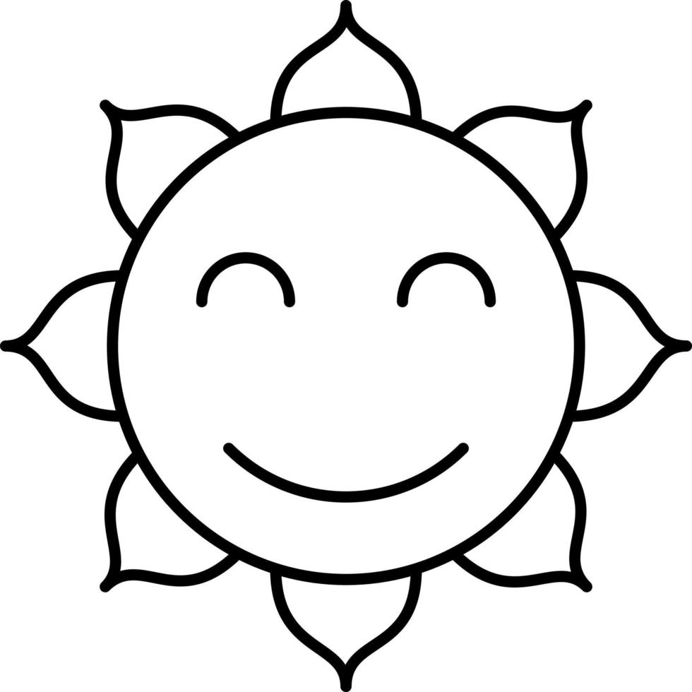 lachende zon overzicht pictogram vector