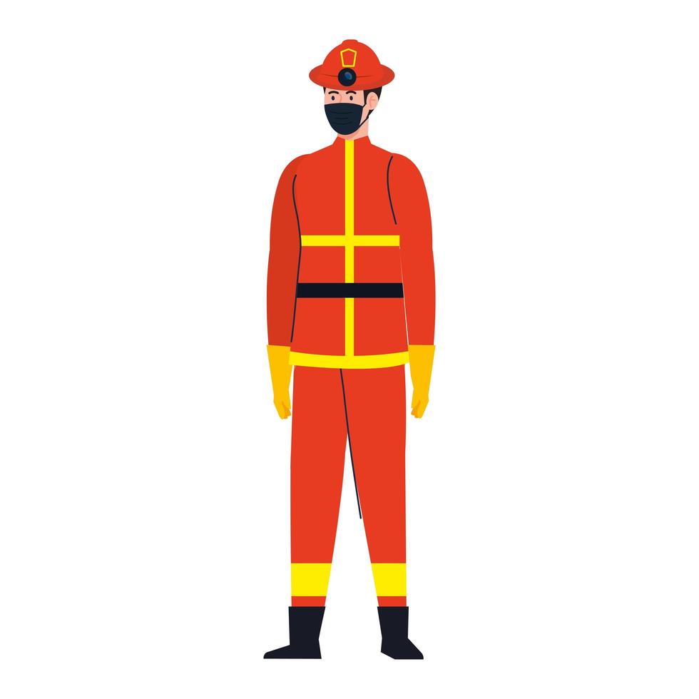 mannelijke brandweerman met masker vectorontwerp vector