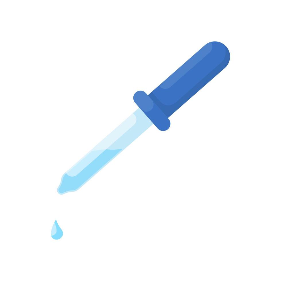 pipet met druppel water plat ontwerp illustratie pictogram, geïsoleerde voorraad vector eps10