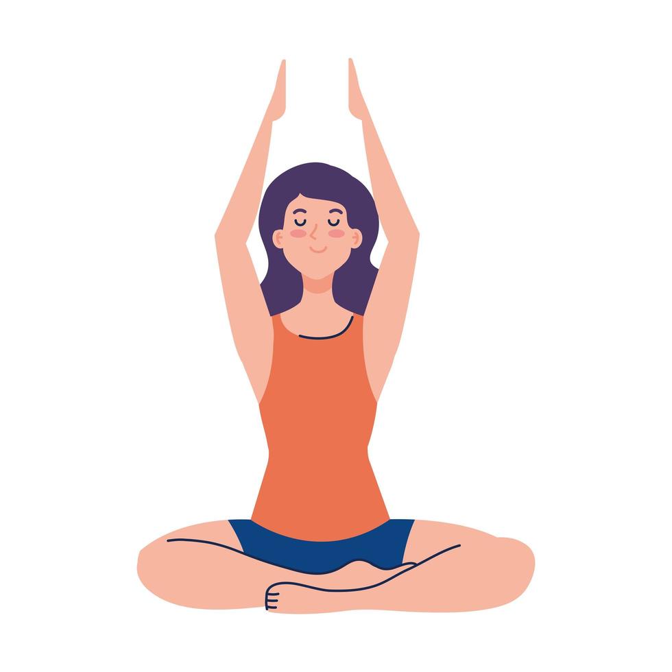 vrouw mediteren, concept voor yoga, meditatie, ontspannen, gezonde levensstijl vector