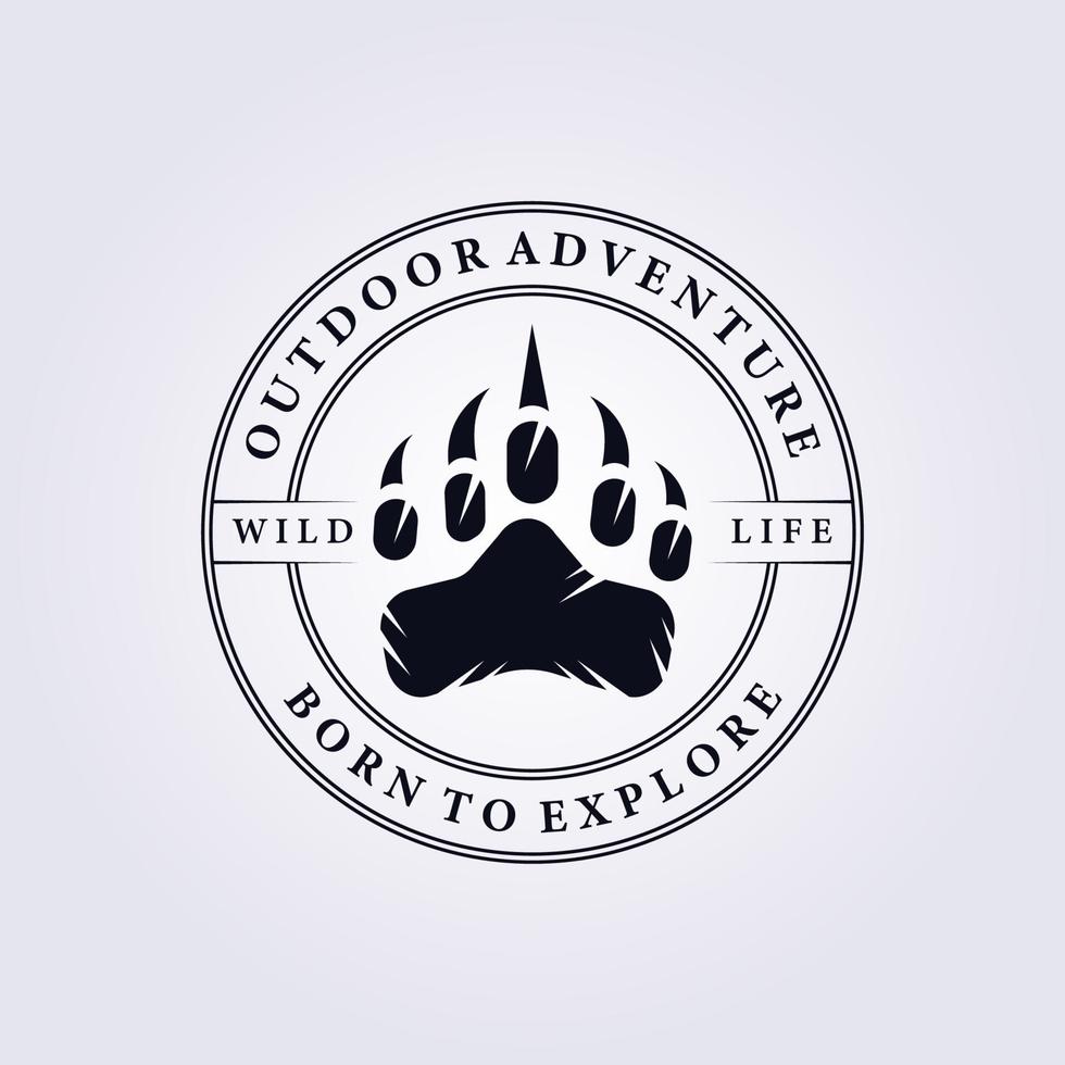 roofdier voetafdruk avontuur verkennen logo vector illustratie ontwerp badge embleem vintage eenvoudig