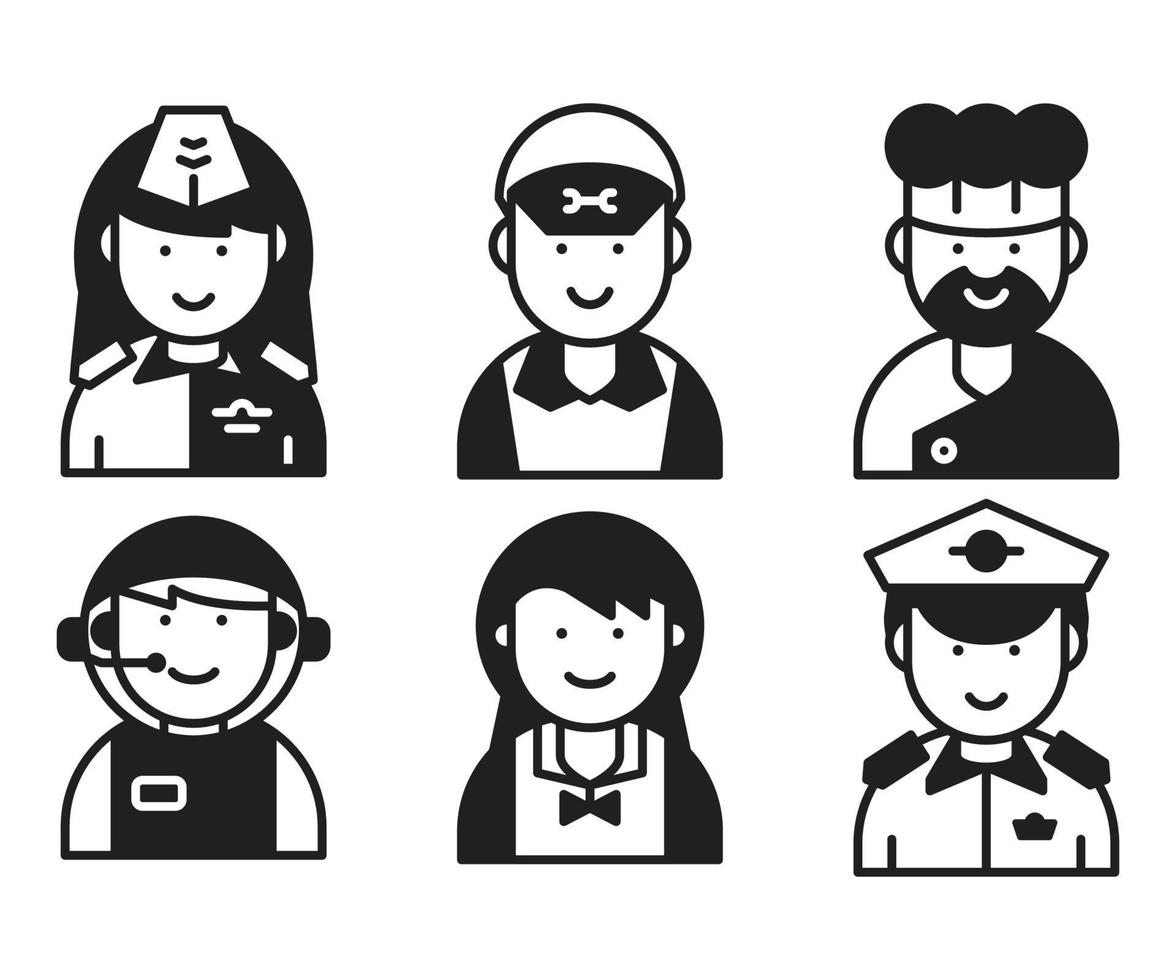 mensen avatar, astronaut, politie en chef-kok pictogrammen vector