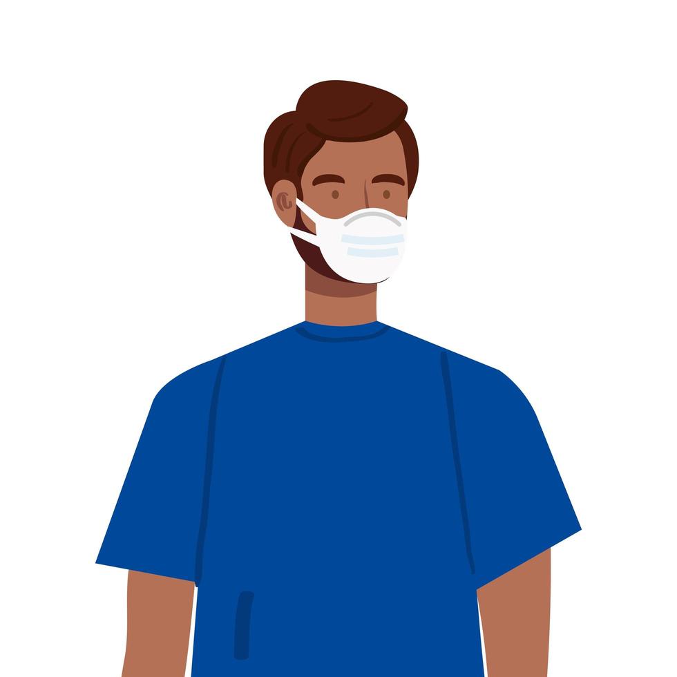 man afro met beschermend chirurgisch masker voor covid 19-preventie vector