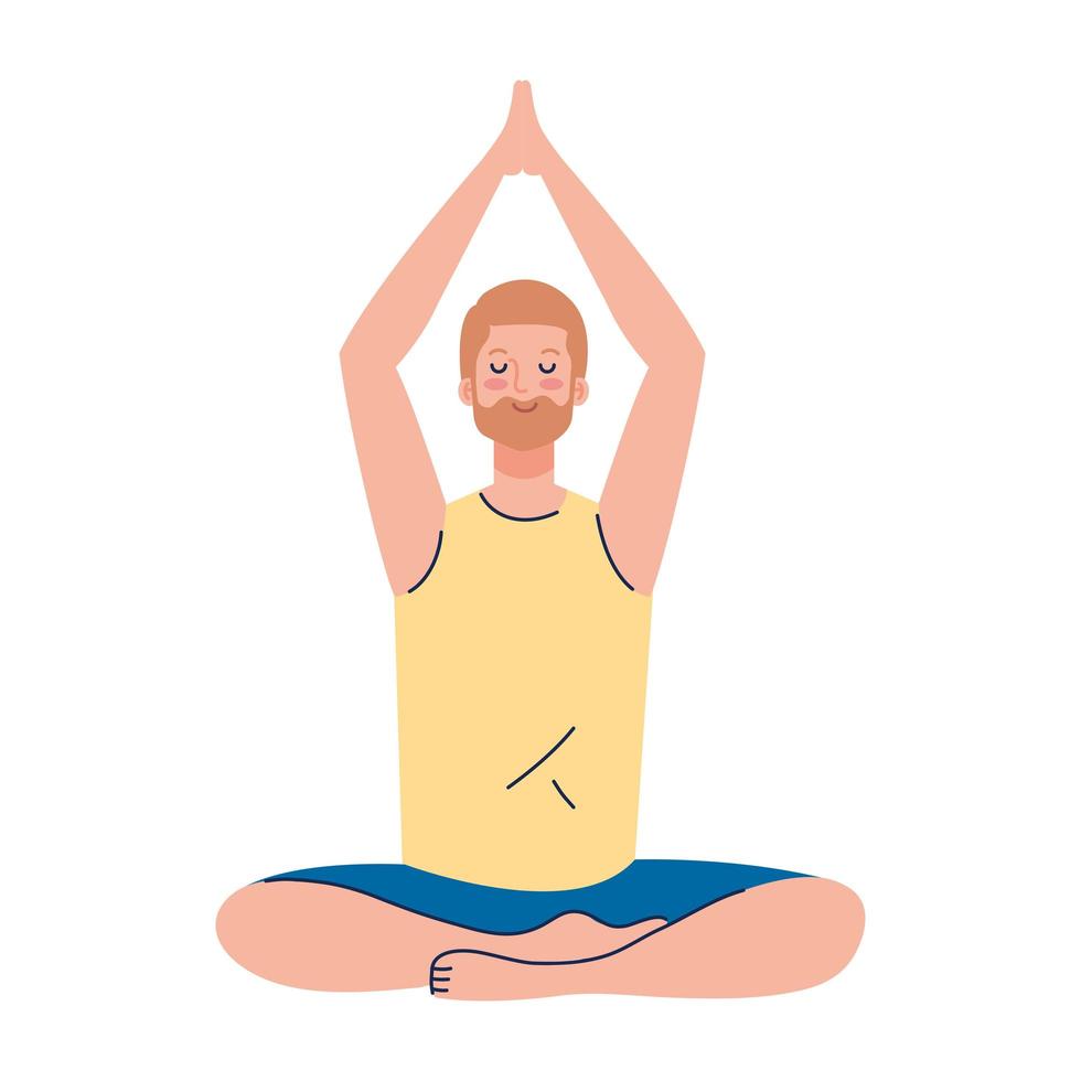 man mediteren, concept voor yoga, meditatie, ontspannen, gezonde levensstijl vector