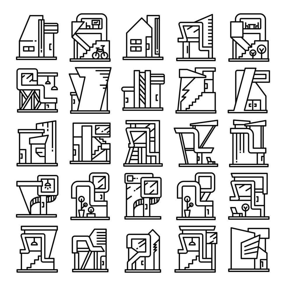 modern gebouw iconen set vector