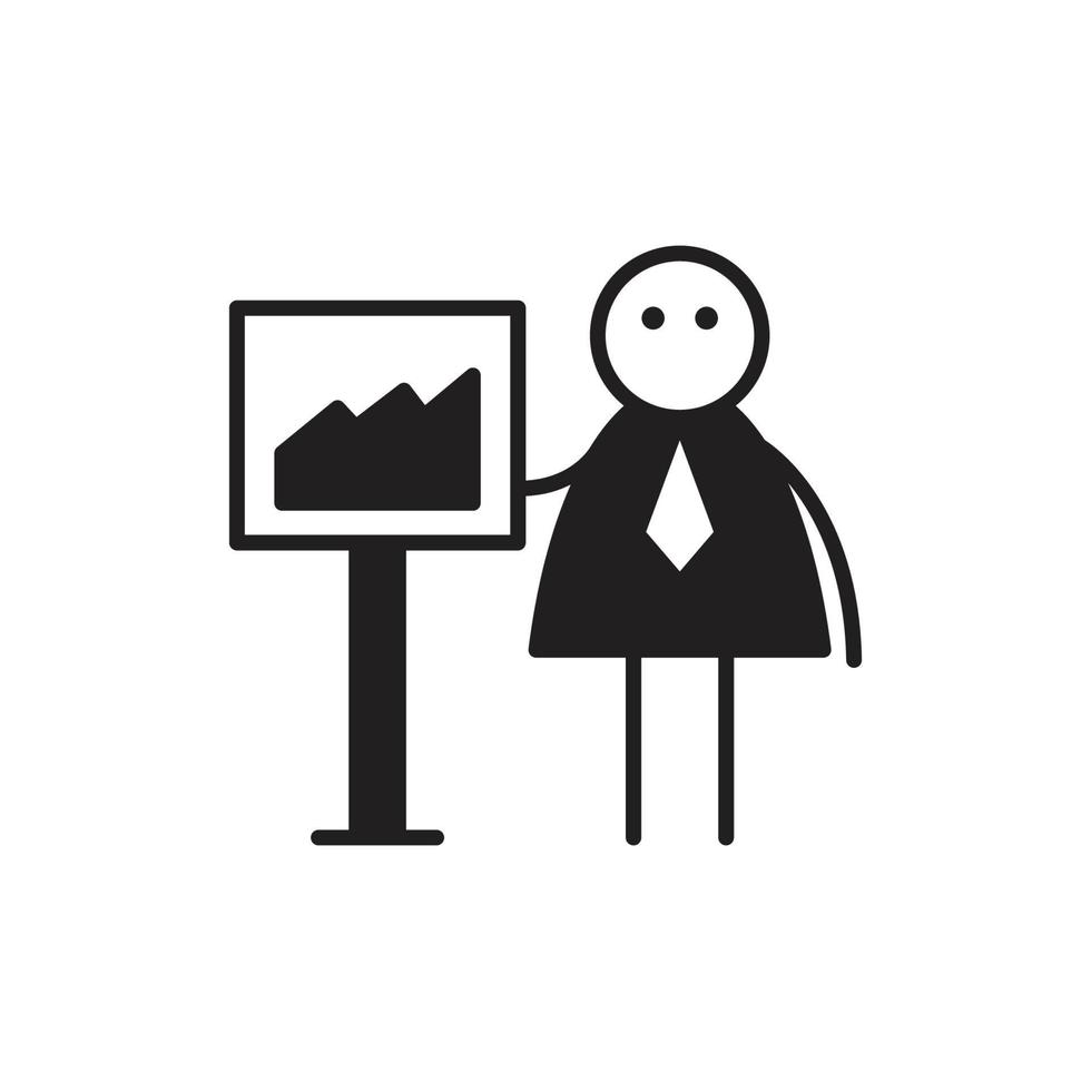 zakenman en grafiek stickfigure karakter illustratie vector