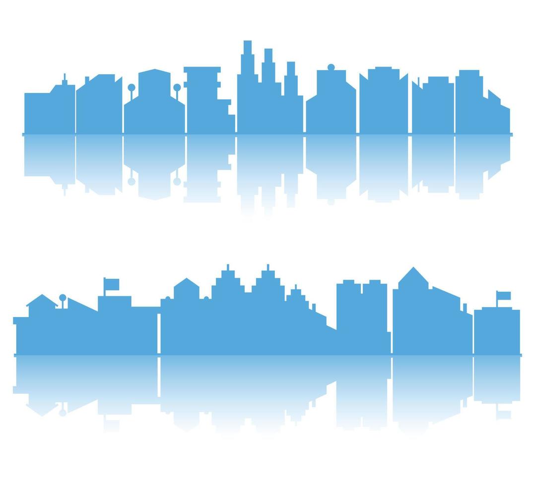 skyline van de stad silhouet met reflectie vector