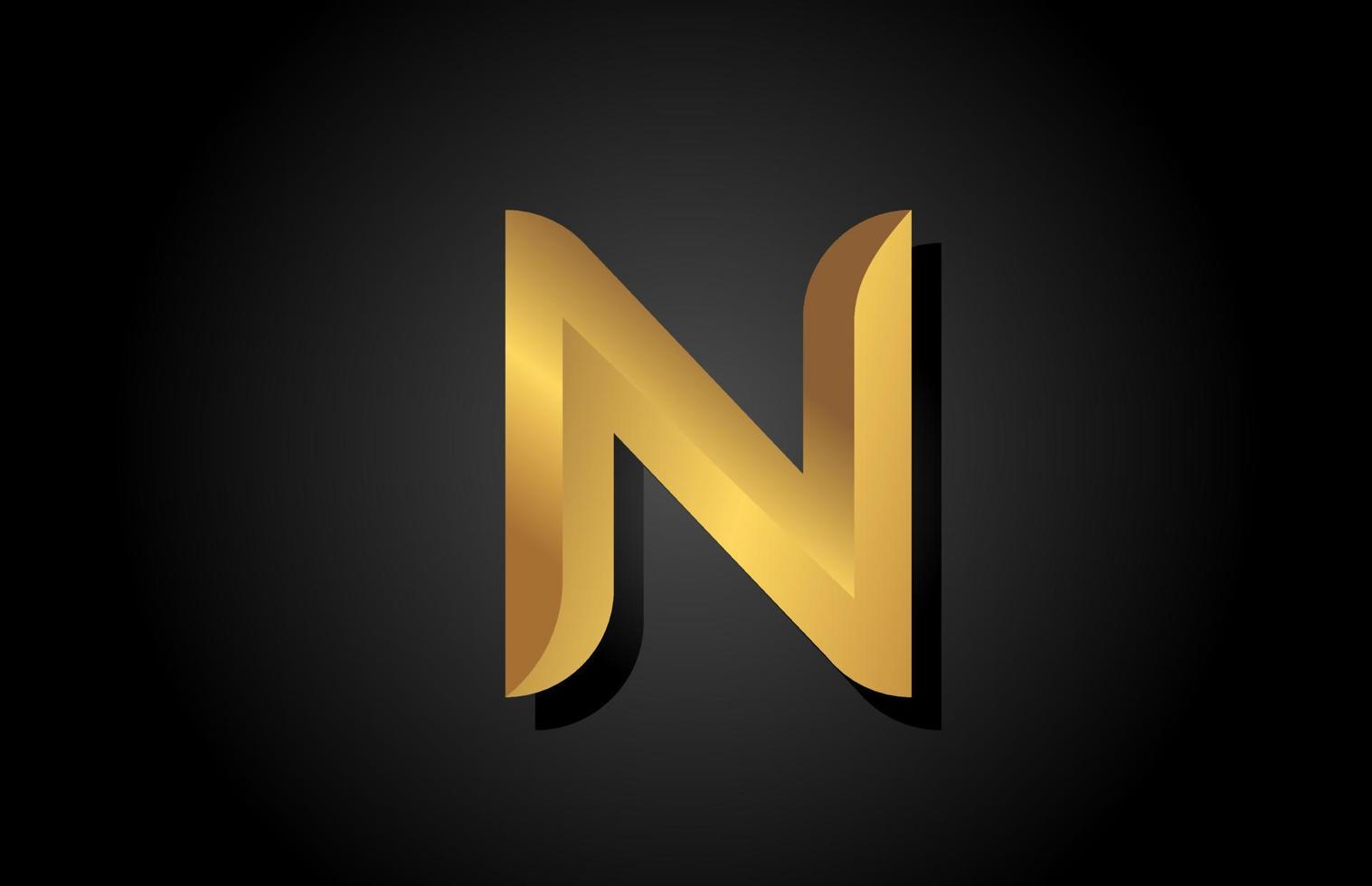 goud gouden n alfabet letter logo pictogram ontwerp. bedrijfssjabloon voor luxe zaken vector
