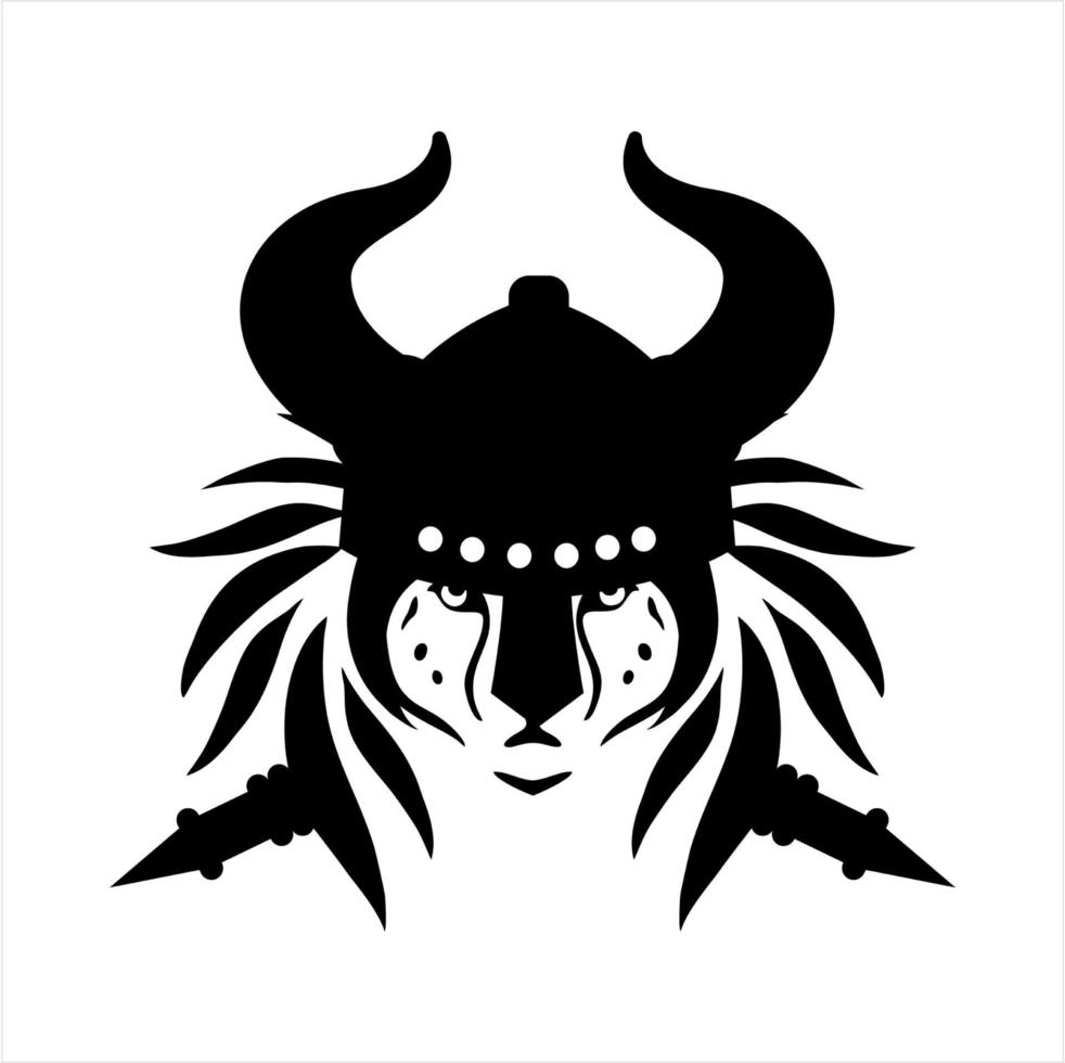 tribal tattoo viking leeuwenkop illustratie en vector logo