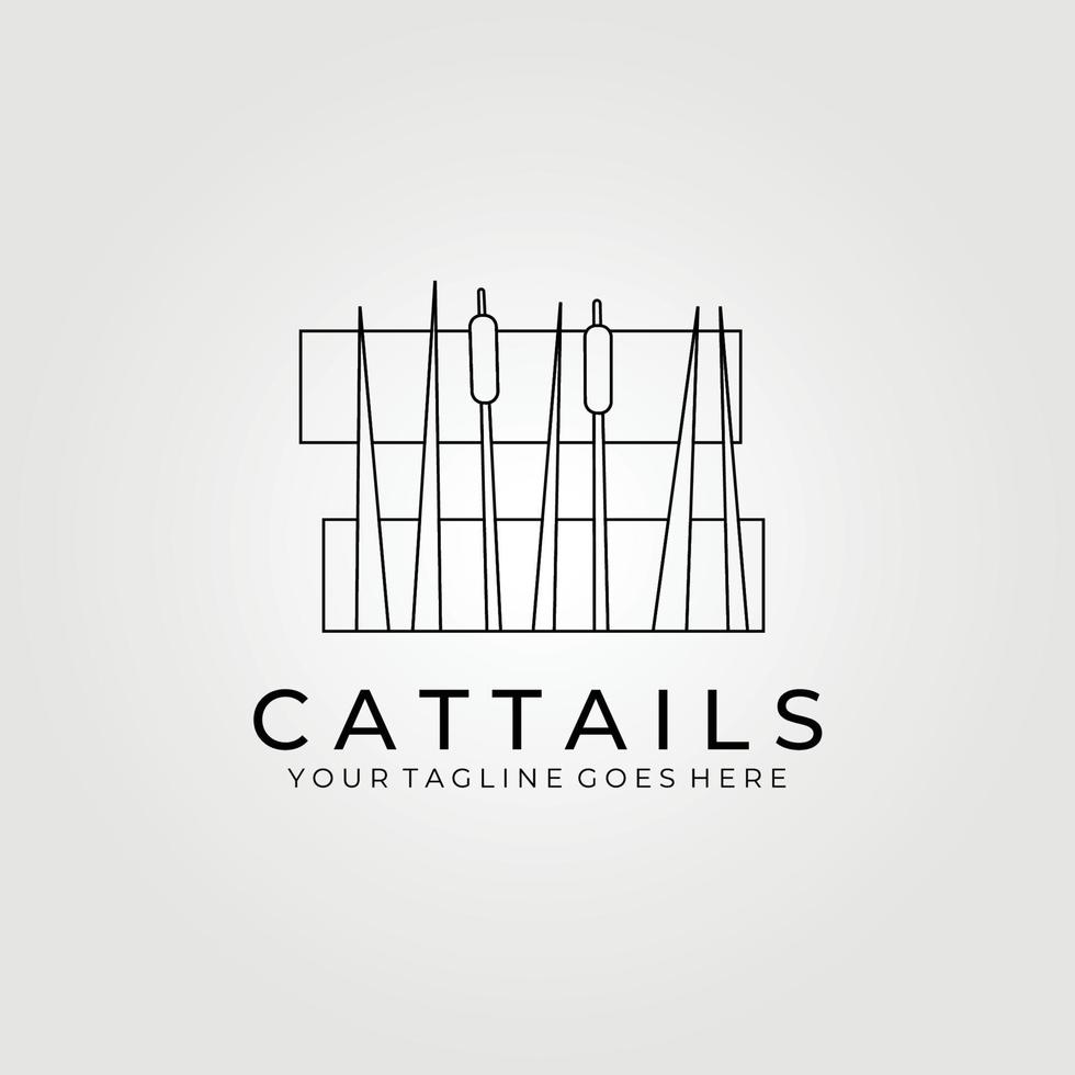 lijn kunst cattails logo vector illustratie ontwerp, achtergrond wallpaper