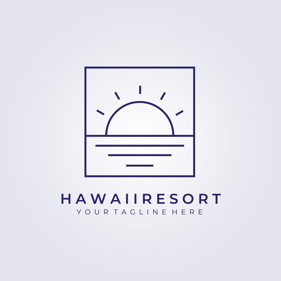zonsondergang zonsopgang hawaii resort paradijs logo vector illustratie ontwerp