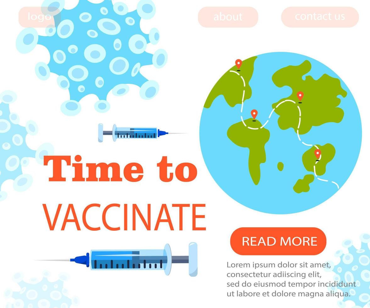 coronavirus vaccinatie website achtergrond. gezondheidszorg campagne medische banner. kleurrijke platte vectorillustratie. vector