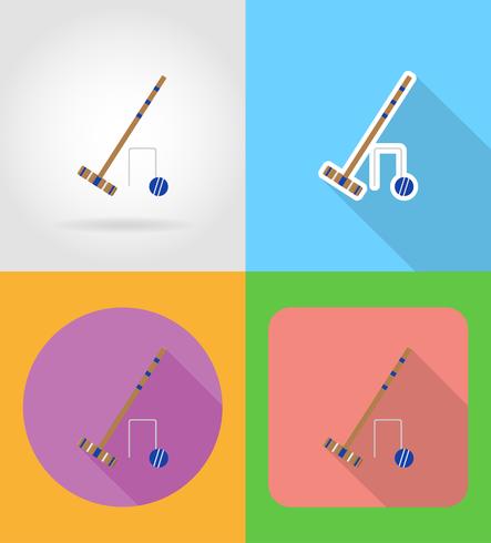 set apparatuur voor croquet plat pictogrammen vector illustratie