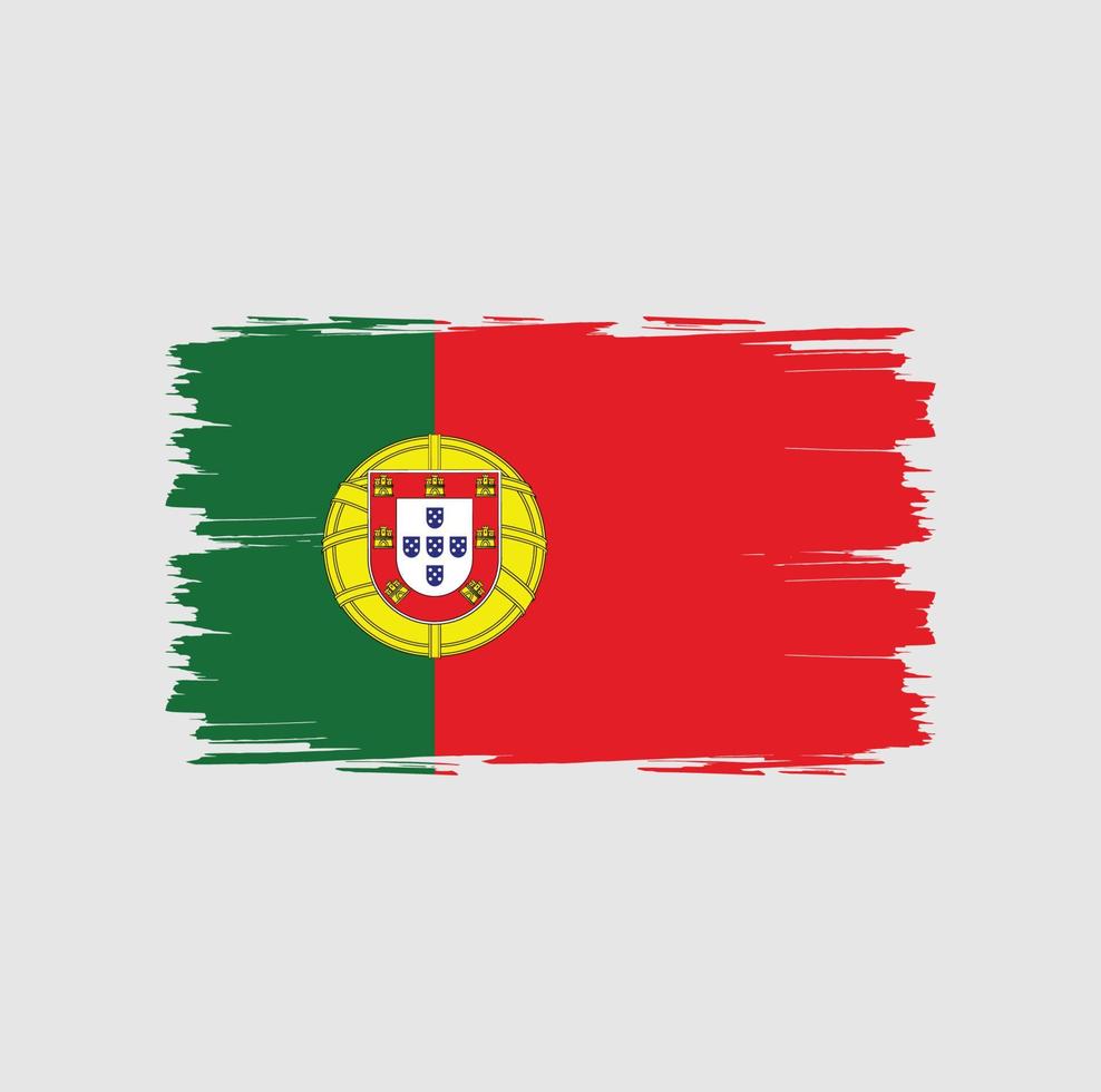 vlag van portugal met aquarel penseelstijl vector