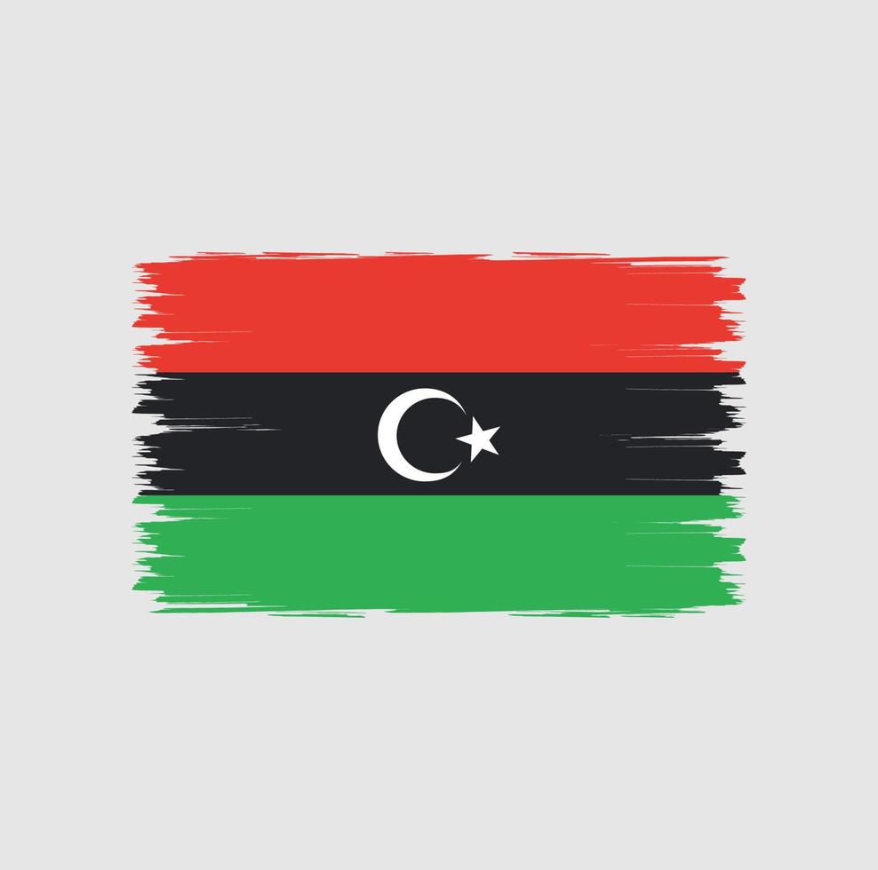 vlag van libië met aquarel penseelstijl vector