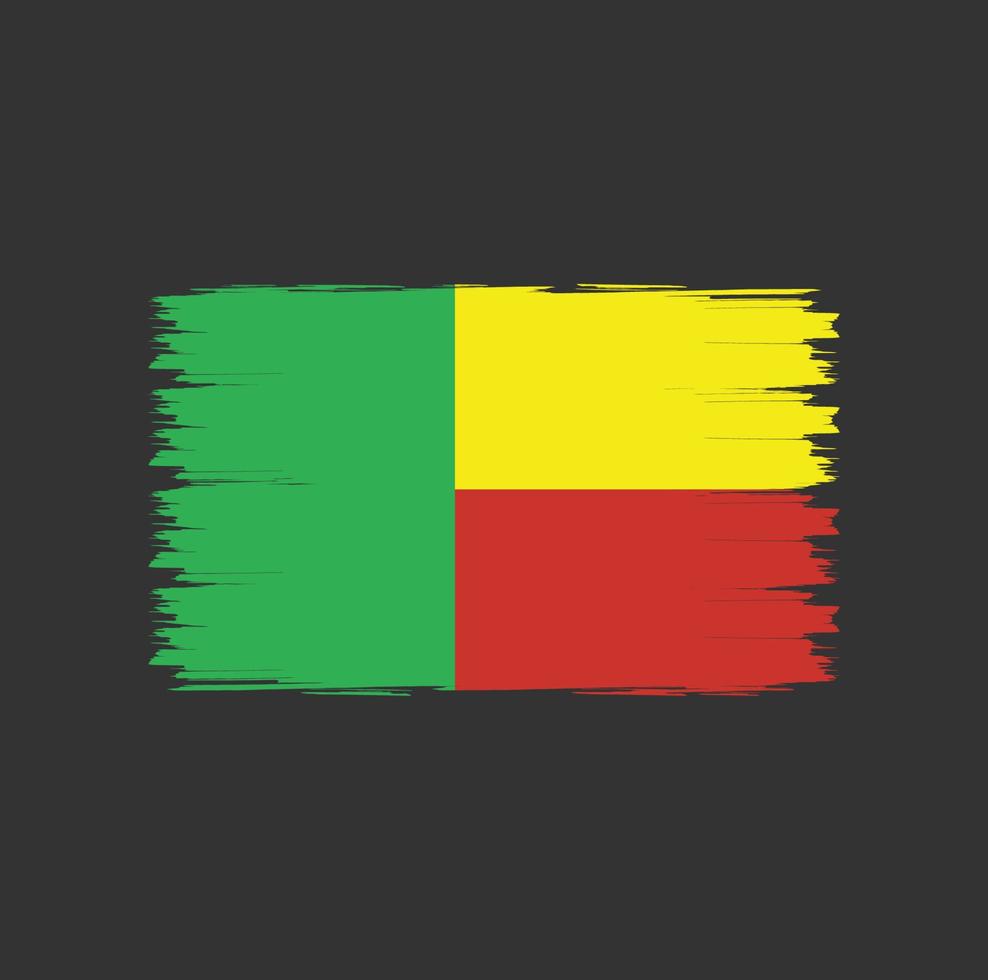 vlag van benin met aquarel penseelstijl vector