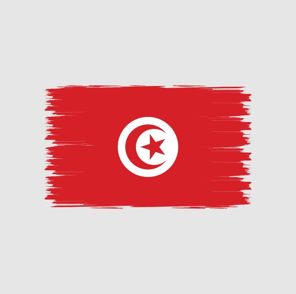 vlag van tunesië met penseelstijl vector
