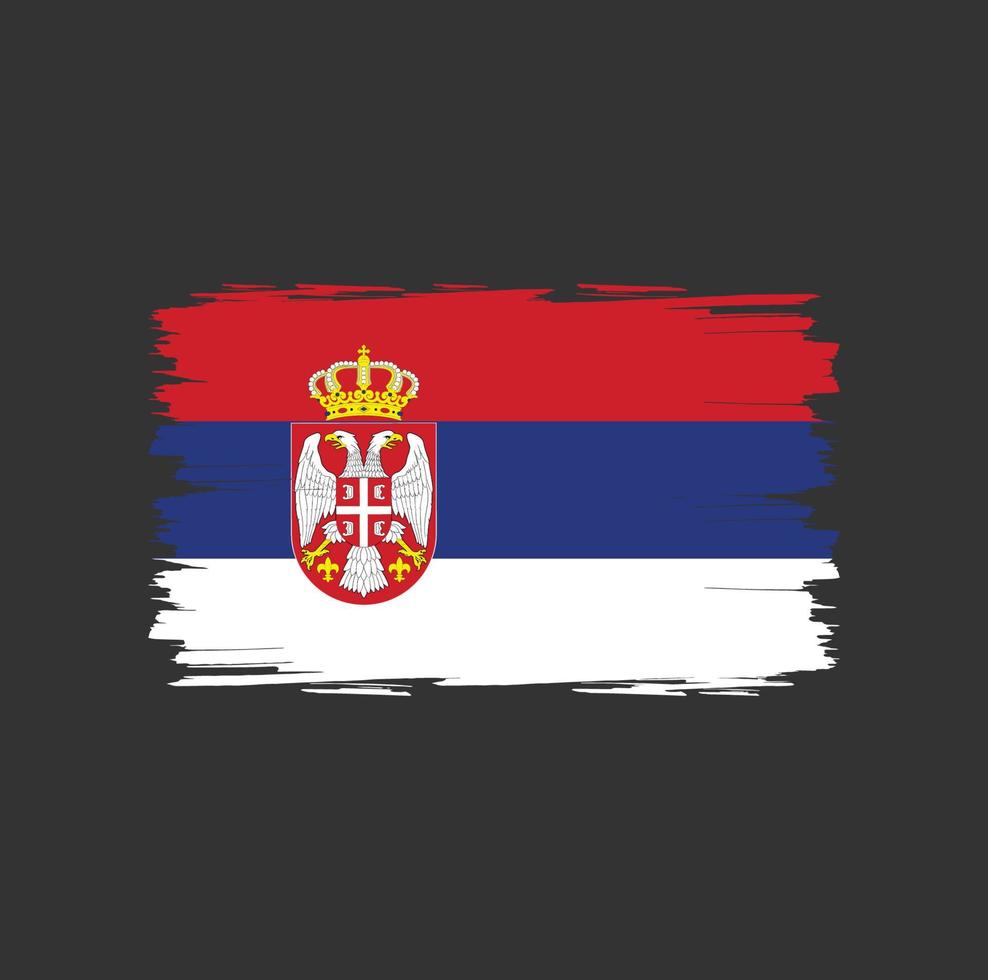 vlag van servië met penseelstijl vector