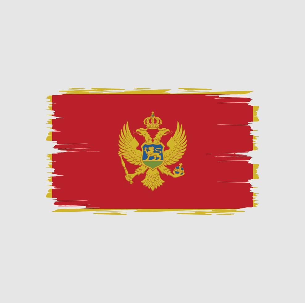 vlag van montenegro met penseelstijl vector