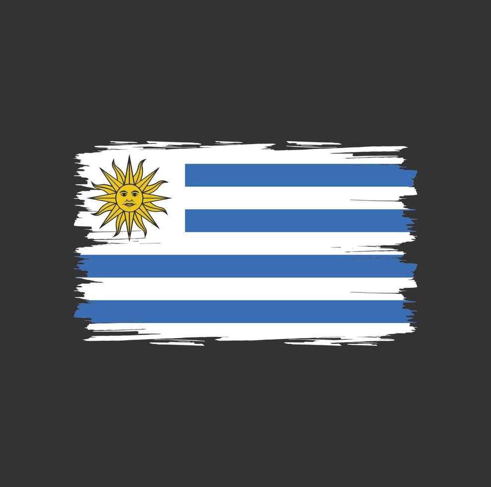 vlag van uruguay met aquarel penseelstijl vector