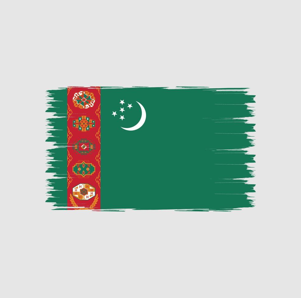 vlag van turkmenistan met penseelstijl vector