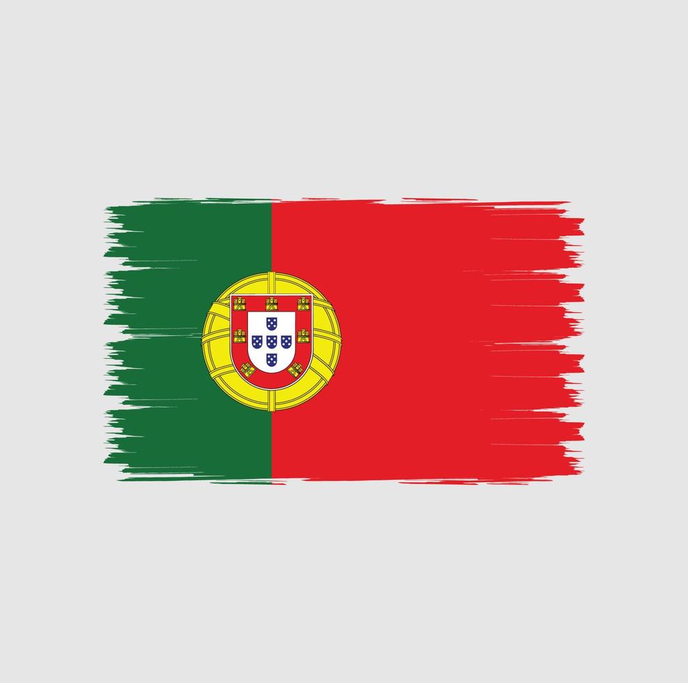 vlag van portugal met aquarel penseelstijl vector