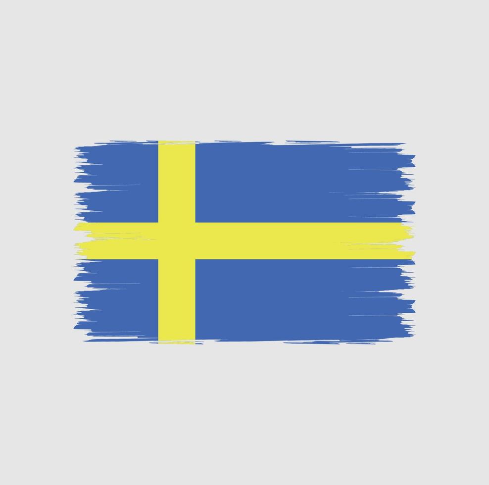 vlag van zweden met aquarel penseelstijl vector