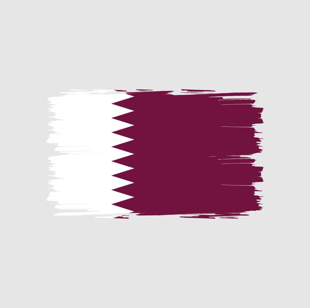 vlag van qatar met penseelstijl vector