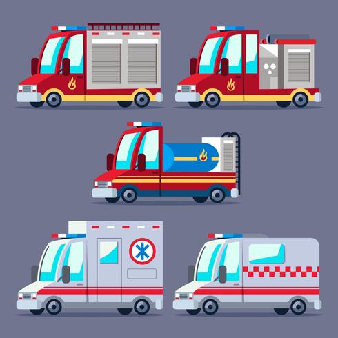Firefigthers Transport Clipart Set vector