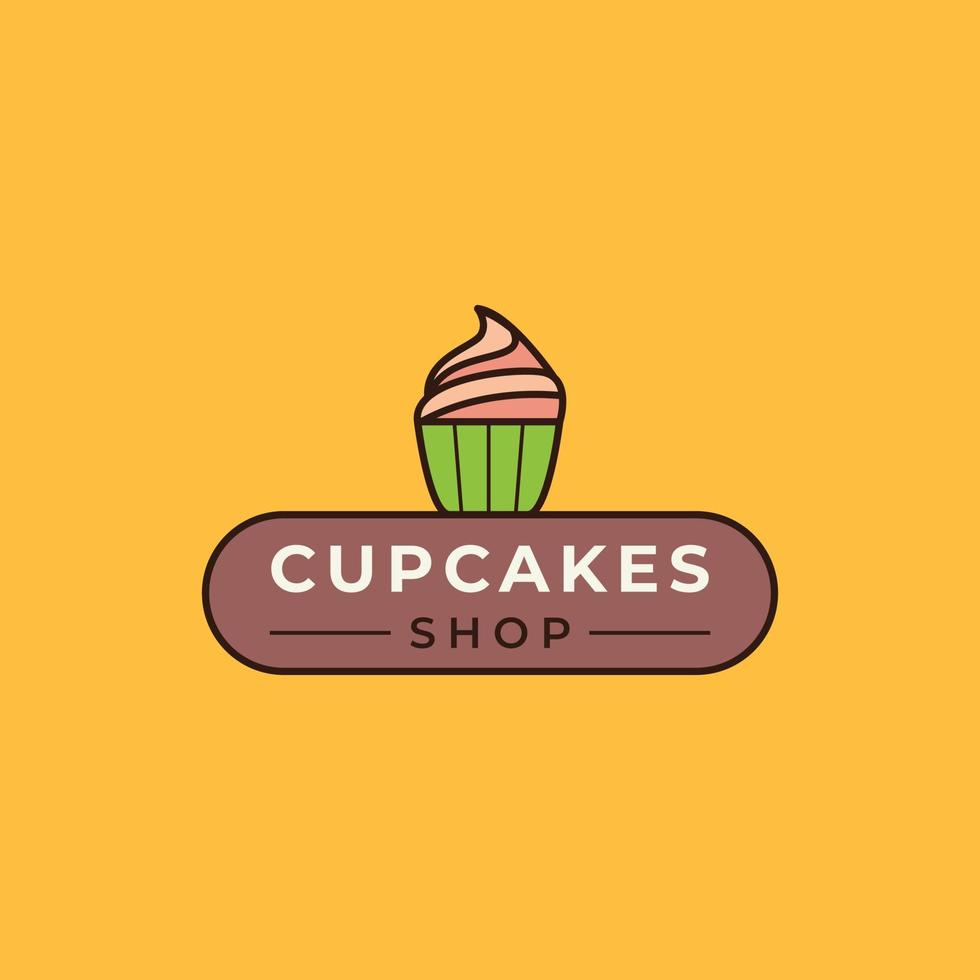 logo vectorontwerp voor bakkerijbedrijf of thuisbakkerij, met heerlijke cupcakes-pictogramillustratie vector