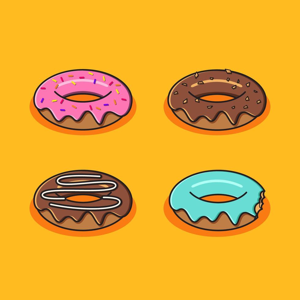 donuts van verschillende smaken illustratie vector