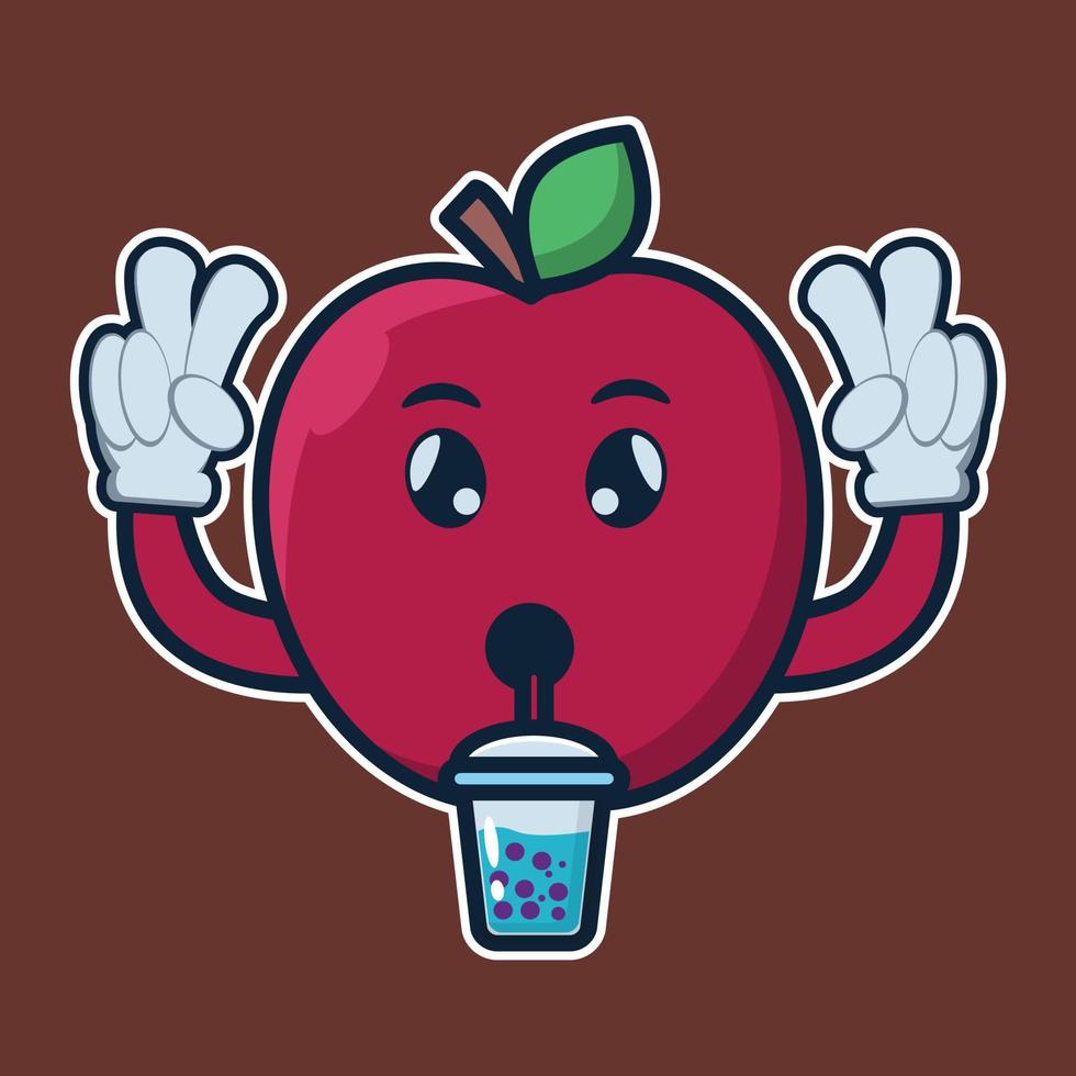 vectorillustratie van schattig karakter appel fruit vector