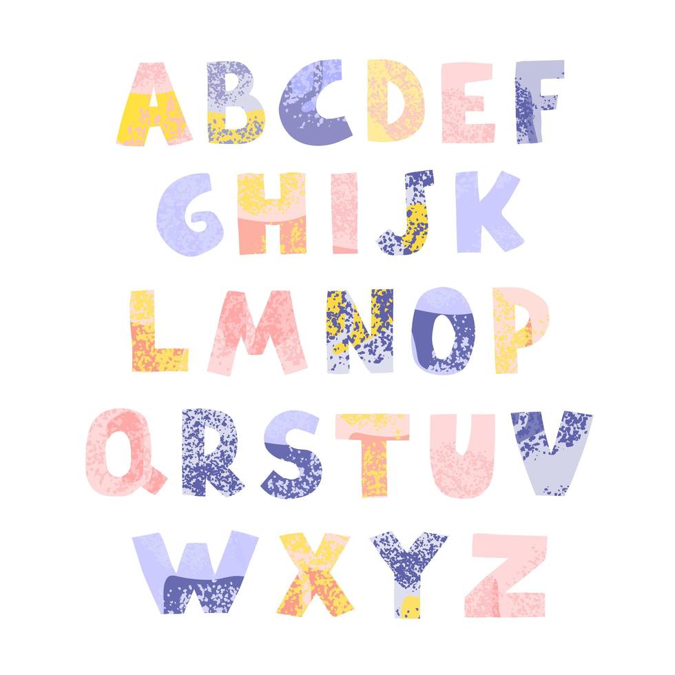positief kleurrijk alfabet voor kinderen op wit wordt geïsoleerd vector