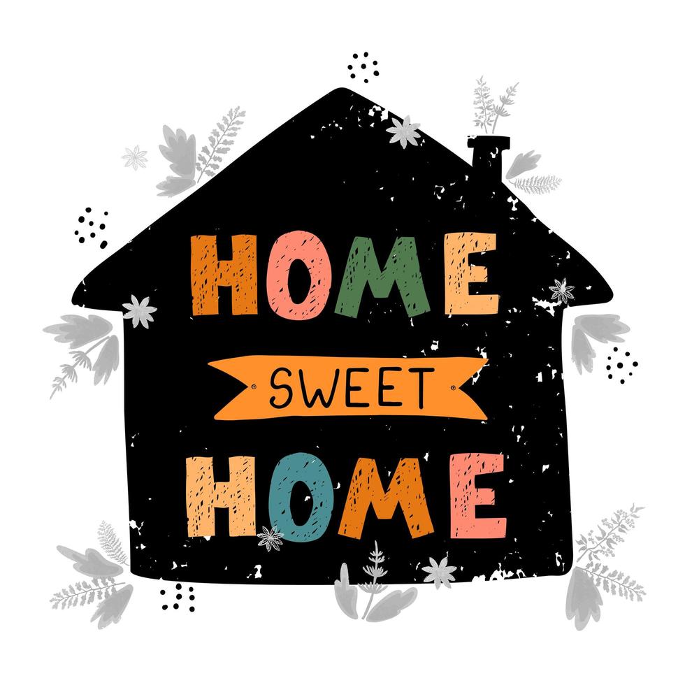 home sweet home - leuke handgetekende poster met belettering vector