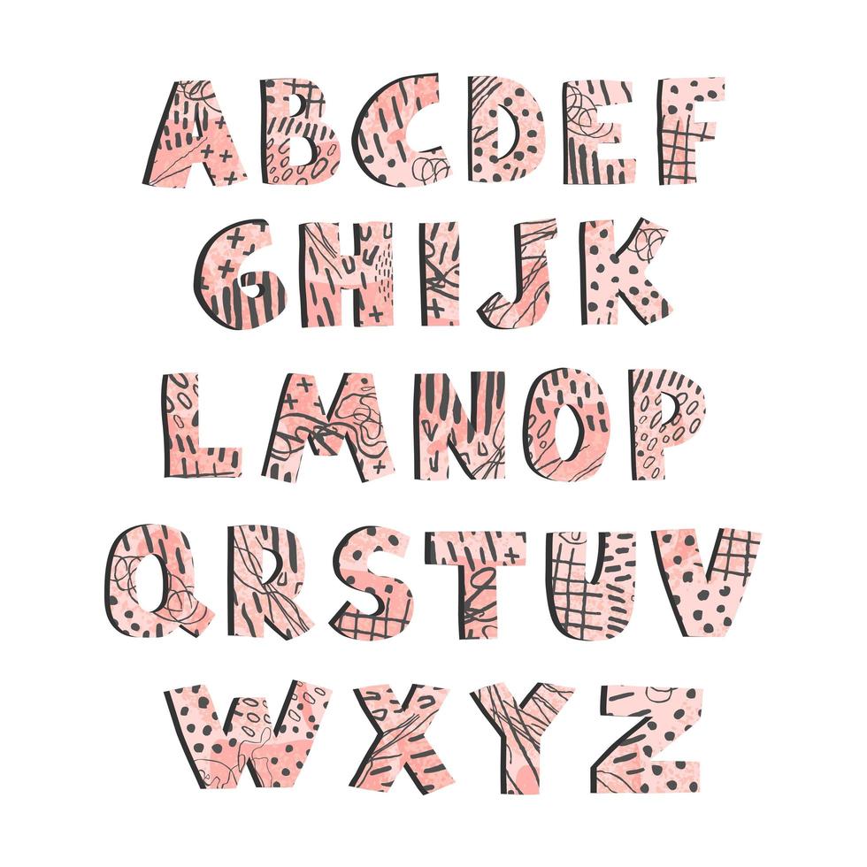 positief kleurrijk alfabet voor kinderen op wit wordt geïsoleerd vector