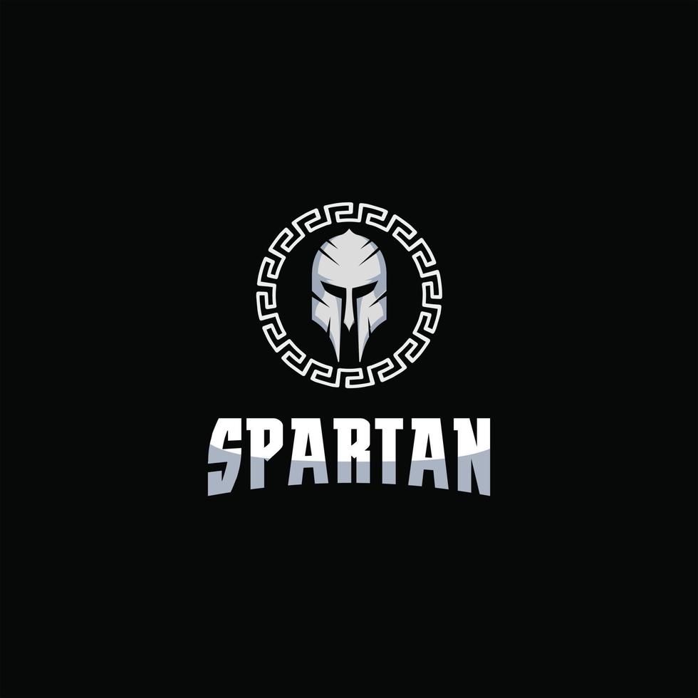 Spartaanse helm op een zwart achtergrondlogo-ontwerp vector
