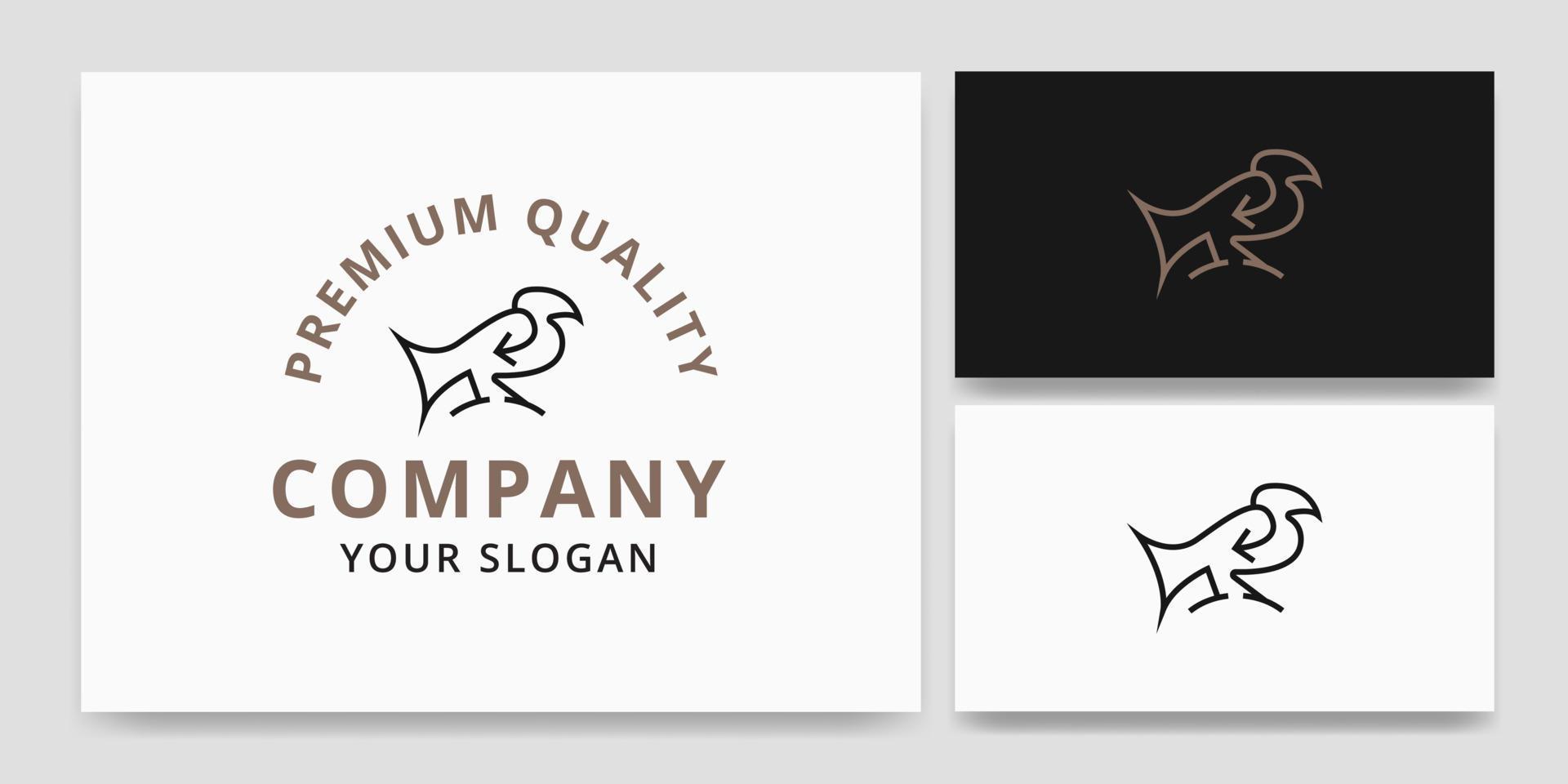 luxe kraaienvogel met logo-ontwerp met pijllijn vector