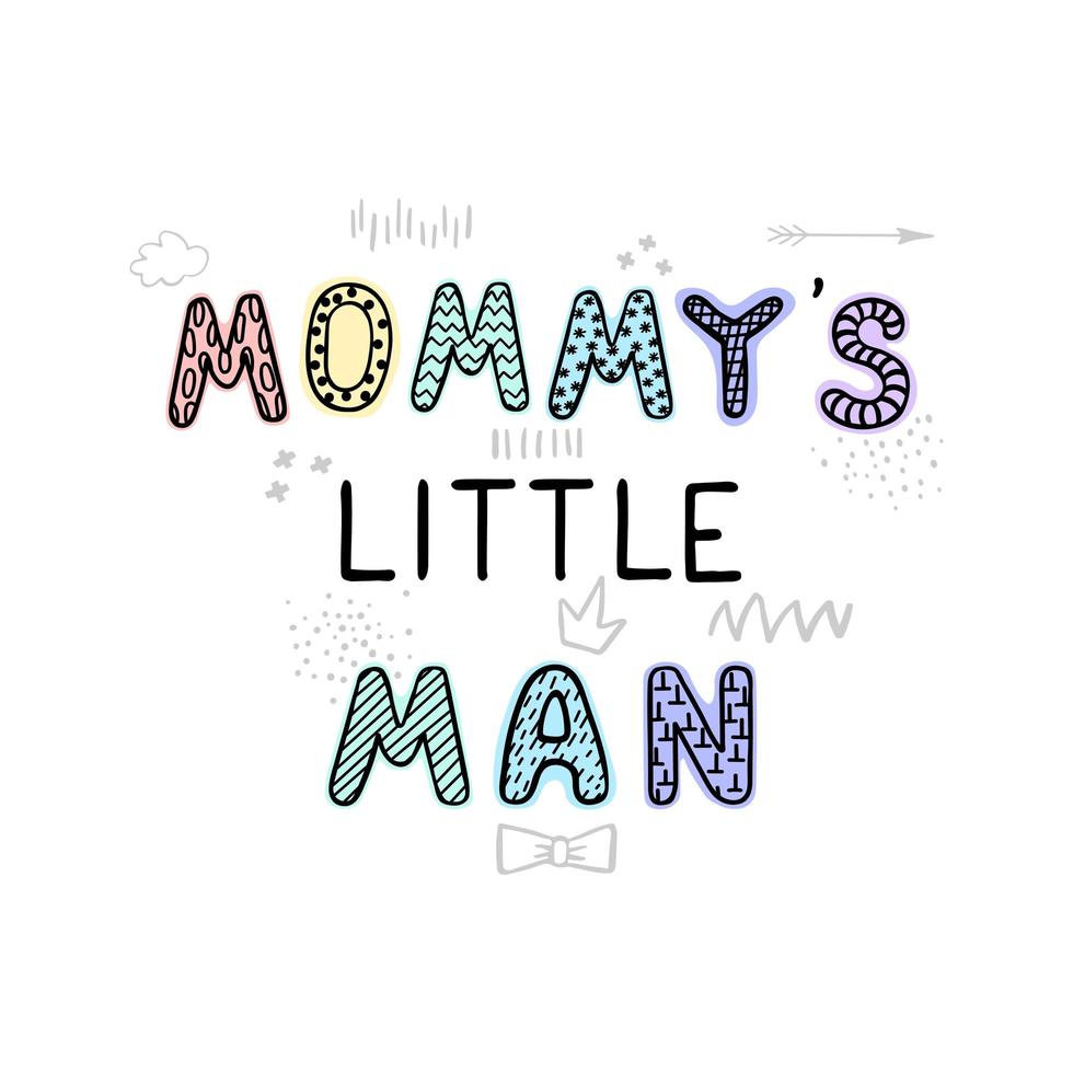 mama's kleine man - leuke handgetekende kinderkamerposter met belettering vector