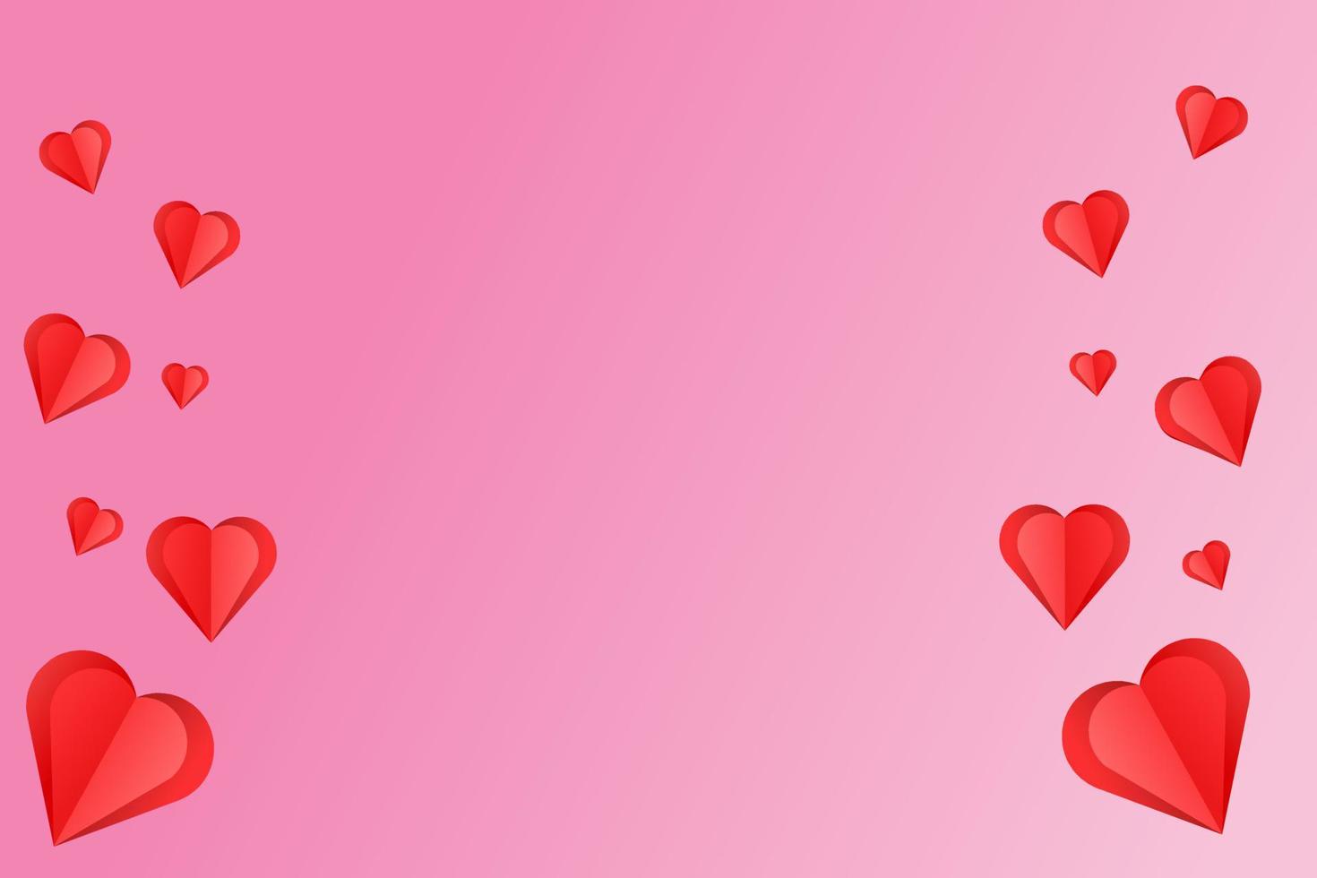 Valentijnsdag roze achtergrond met rood hart. liefde achtergrond concept. vectorillustraties vector