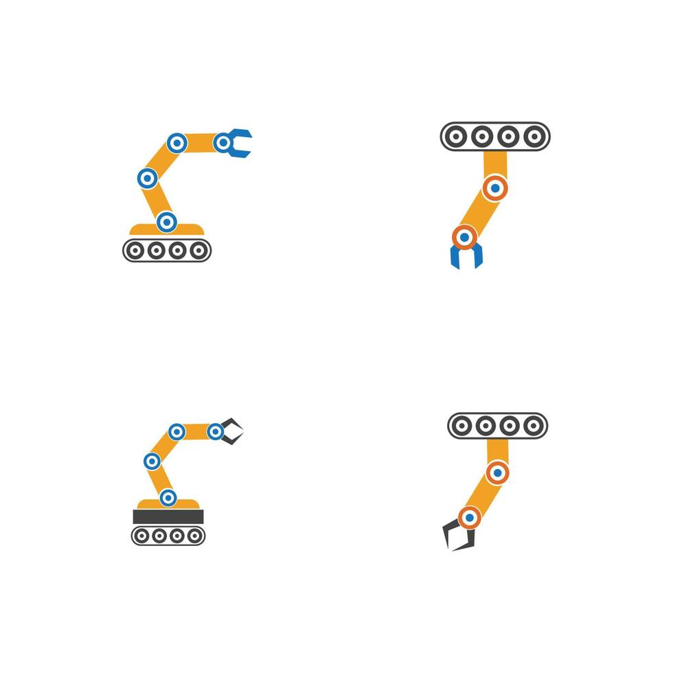 industriële mechanische robotarm vector iconen illustratie ontwerp